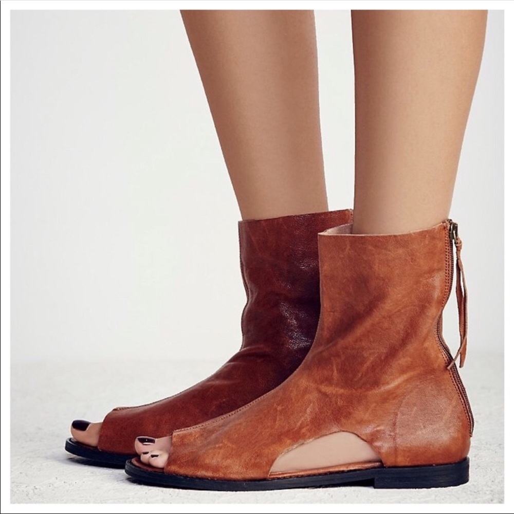 Free People Ridge Runner Leather Tan Boot Sandal